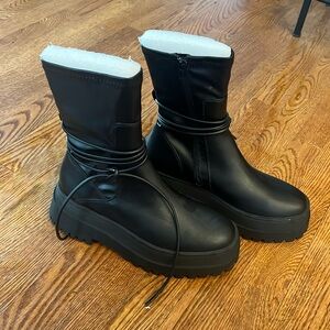 Platform Black Combat/Moto Boots - “Shit kickers” - ASOS